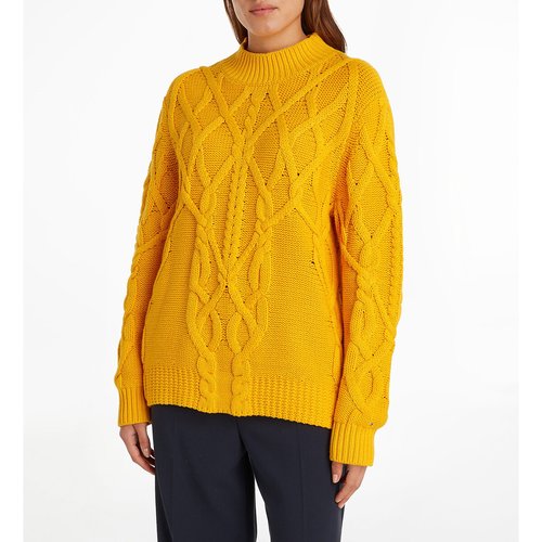 Pull col montant en maille tricot torsadee jaune Tommy Hilfiger La Redoute