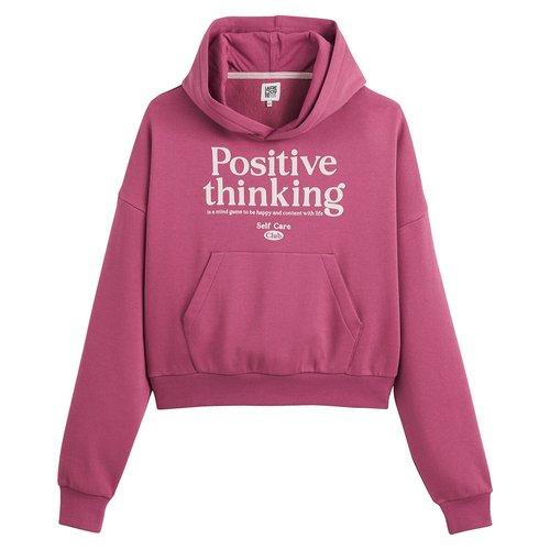 Slogan print hoodie pink La Redoute Collections La Redoute