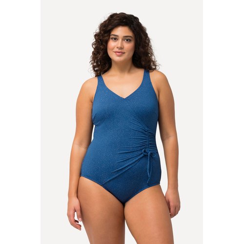 Maillot de bain scintillant style cache c ur baleine bleu Ulla Popken La Redoute