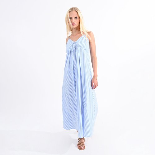 Striped maxi dress in cotton mix blue striped Molly Bracken La Redoute
