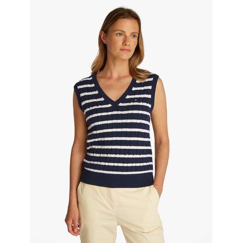 【New】Deuxieme Classe Sleeveless Pullover Sleeveless v-neck jumper, navy/white, Tommy Hilfiger | La Redoute