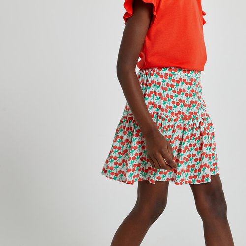 Jupe courte imprimee imprime ecru La Redoute Collections La Redoute