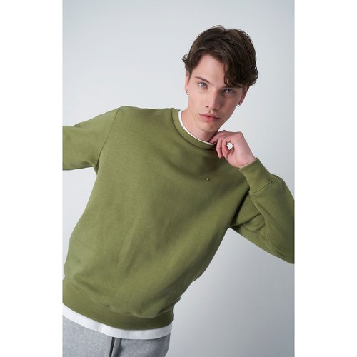 Sweater met ronde hals en klein logo kaki Champion La Redoute