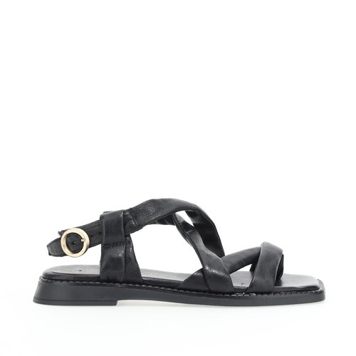 Sandales noires plates cuir discount