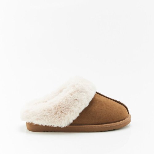 Mules imitation fourrure caramel Damart La Redoute