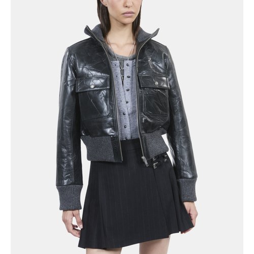 Blouson en cuir black The Kooples La Redoute