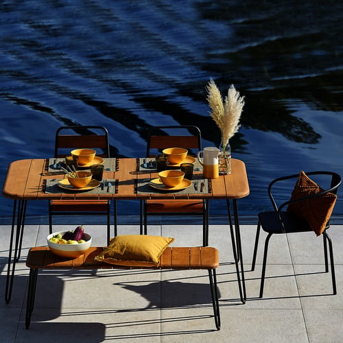 Spritz folding acacia table (seats 6), acacia, La Redoute
