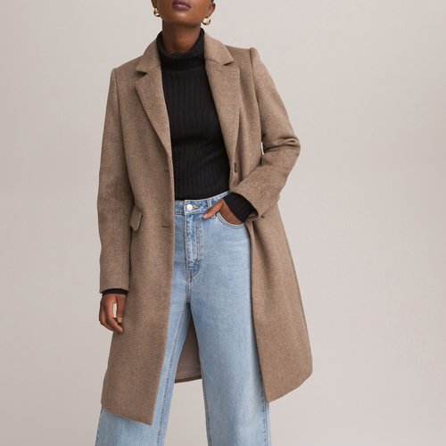 Manteau boutonne en drap de laine melangee La Redoute Collections La Redoute