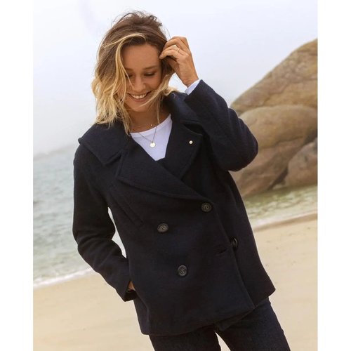 Caban de grossesse malo matiere italienne marine Cache Coeur La Redoute