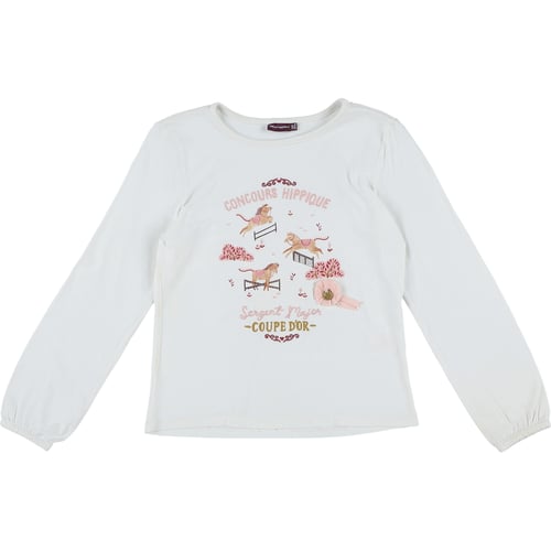 Haut Fille Sergent Major - Taille 4 Ans - Coton Blanc Bleu Rouge - Occasion Excellent état