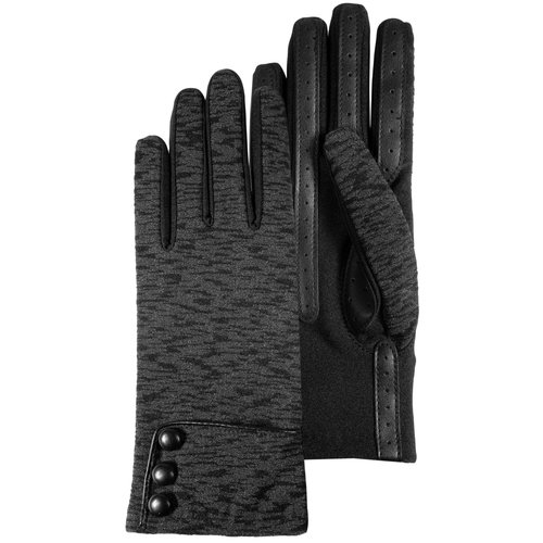 Gants tactiles tissu extensible detail boutons doubles polaire noir imprime Isotoner La Redoute