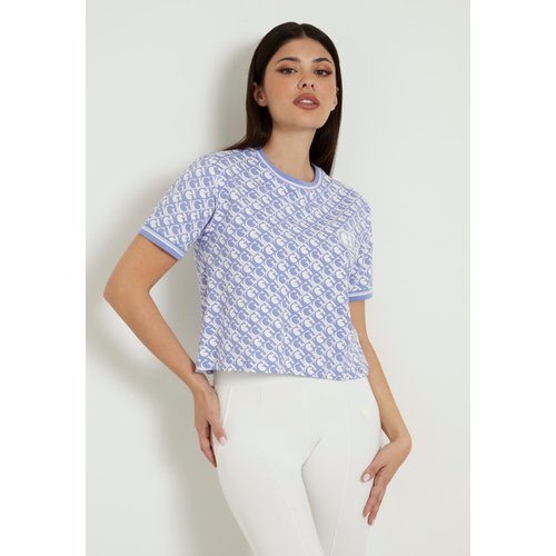 Guess t shirt court logo all over bleu ciel Guess La Redoute