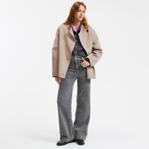 Wool mix short coat with button fastening La Redoute