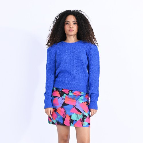 Pull col rond epaule bouffante Lili Sidonio bleu La Redoute
