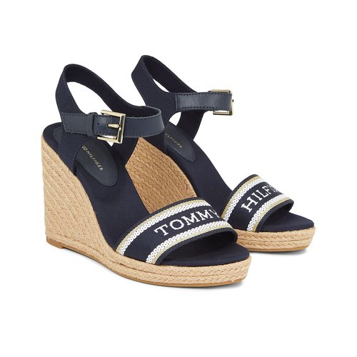 Sandales compensees webbing bleu marine Tommy Hilfiger La Redoute