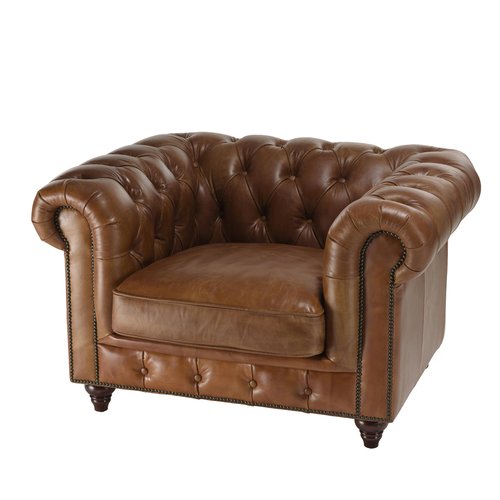 Fauteuil Club Chesterfield en cuir de mouton : la basane
