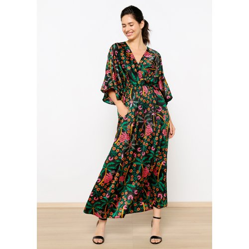 Robe en satin a imprime fleuri
