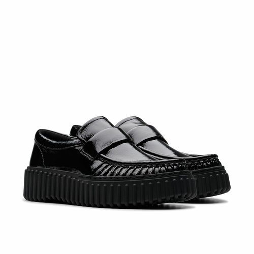 Clarks vernis noir discount