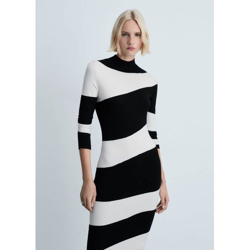 Robe midi col montant noir Mango La Redoute