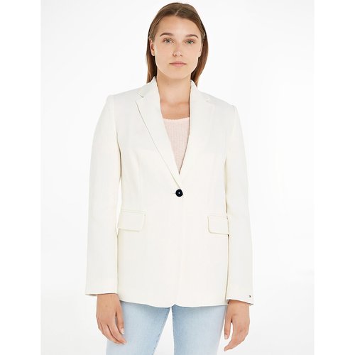 Linen mix fitted blazer white Tommy Hilfiger La Redoute