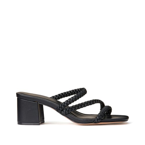 Plaited block heel mules black La Redoute Collections La Redoute