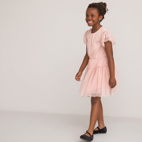 Robe manches courtes en tulle plumetis rose La Redoute Collections La Redoute