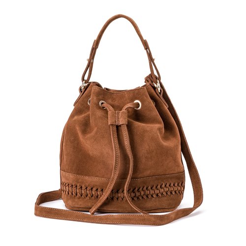 Suede bucket bag made in europe camel La Redoute Collections La Redoute