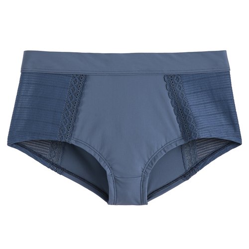 Shorty en microfibre et maille texturee La Redoute Collections bleu La Redoute