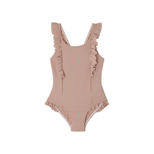 Maillot de bain raye 1 piece terracotta Vertbaudet La Redoute