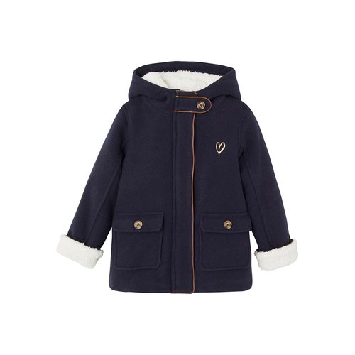 Manteau a capuche en drap de laine double sherpa marine Vertbaudet La Redoute
