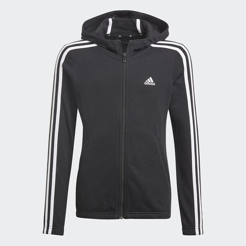 Logo print zip up hoodie in cotton mix 7 15 years black Adidas Performance La Redoute