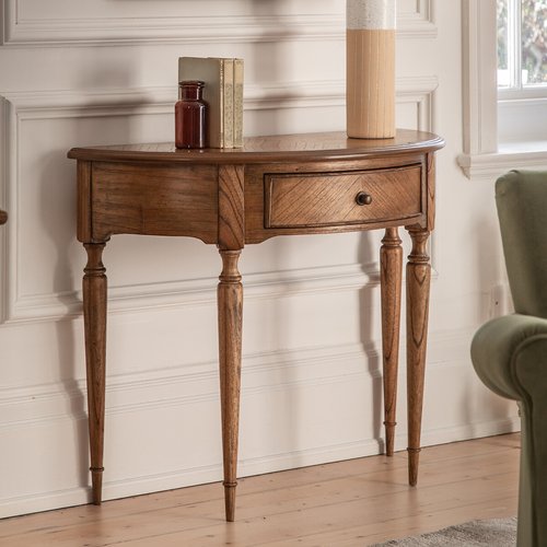 Wood half moon console table discount