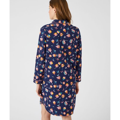Misscoo Camicia da notte da donna, in cotone, a maniche lunghe, con bottoni, in flanella (cinque misure) 02 L
