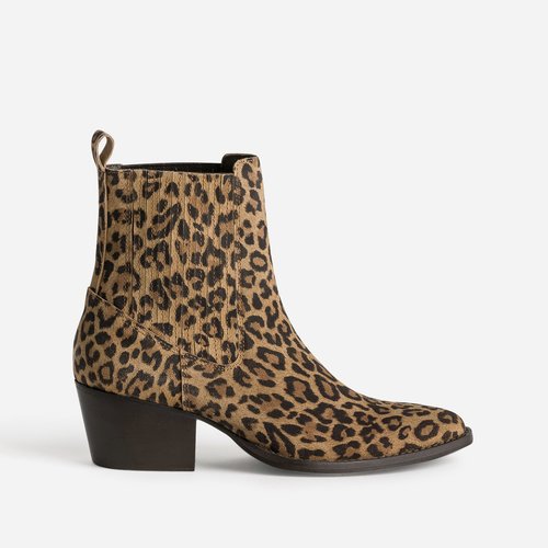 Boots a talon salvinou imprime leopard Texto La Redoute