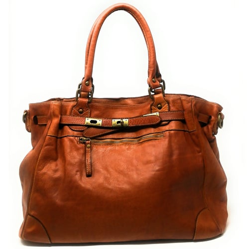 Sac à Main En Cuir Italien Marron Pulicati - Occasion De Qualité