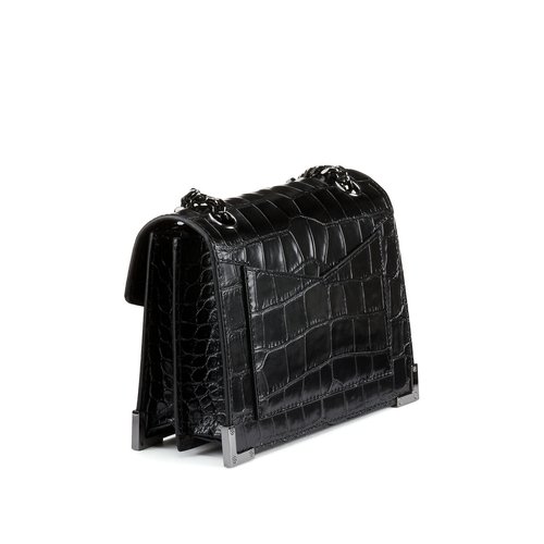 Emily handbag in mock croc leather with chain strap black The Kooples La Redoute