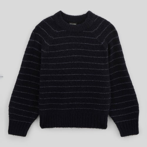 Pull Manches Longues Monoprix Femme Taille M (40/42) - Beige Avec Fil Argenté - Occasion Très Bon état