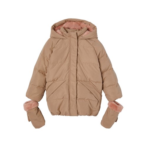 Doudoune mi longue garnissage plume et duvet moufles amovibles cappuccino Vertbaudet La Redoute
