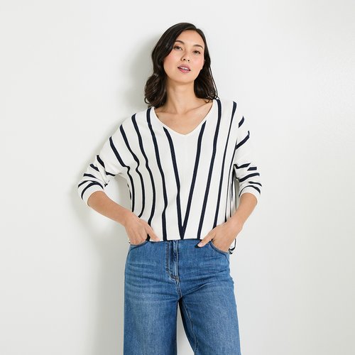 Pull col v multicolore rayure Grain De Malice La Redoute