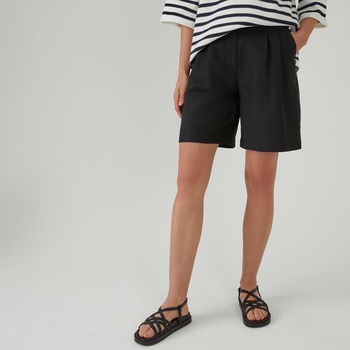 Bermuda a pinces en lin et coton La Redoute Collections La Redoute