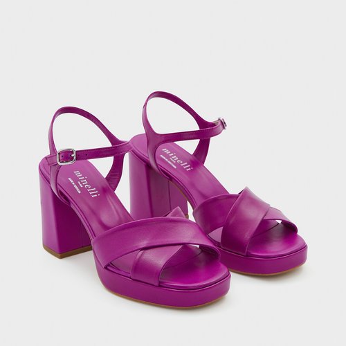 Sandales plateforme cuir esme fuchsia Minelli La Redoute