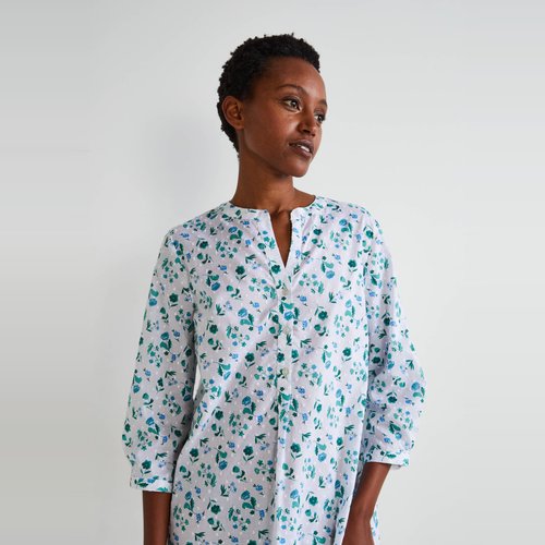Chemise de nuit imprimee en coton plumetis bio certifie gots mandragore Monoprix Lingerie La Redoute