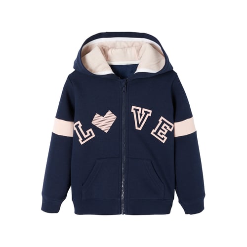 VERTBAUDET Sweat Zippé à Capuche Garçon - Manches Raglan Sport Marine - 6 Ans