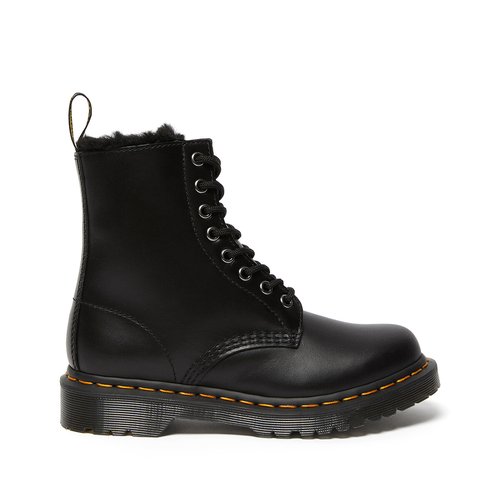 Dr martens fur lined black sales