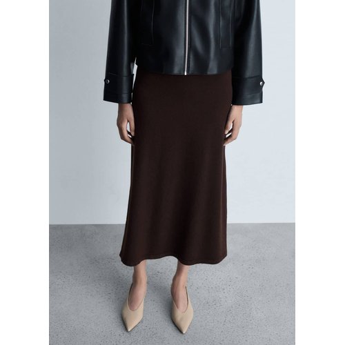 Jupe midi maille marron Mango La Redoute