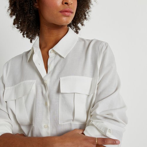 Chemise melange lyocell manches longues La Redoute Collections La Redoute