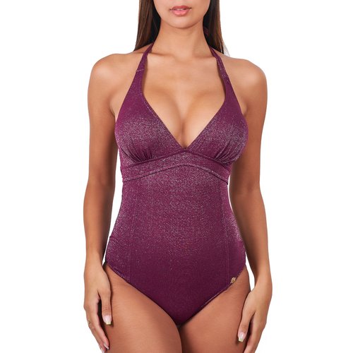 Maillot de bain 1 piece brillant lacage au dos venus violet Sun Playa La Redoute