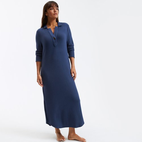 Polo collar nightdress navy blue La Redoute Collections La Redoute