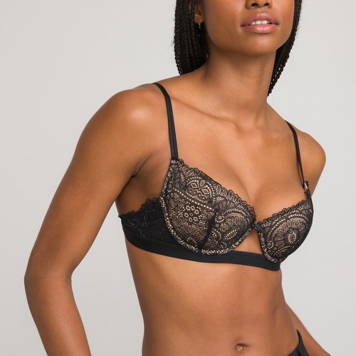 Sujetador push up de encaje negro Suite Privee La Redoute