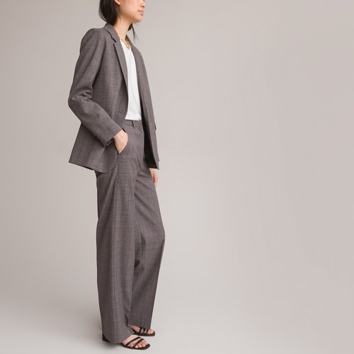 Pantalon large a carreaux prince de galles carreaux bleu La Redoute Collections La Redoute